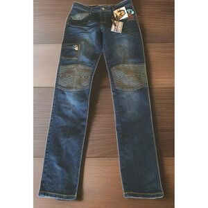Dereon Jeans‎ Women Size 11/12 Blue Washed Gold Color  Skinny Rhinestones